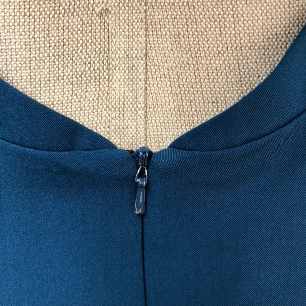 Black Halo Teal Blue Backless Sheath Dress - Picture 9 of 16